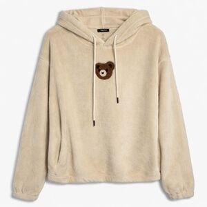 Angel Cult Teddy Bear Hoodie XL Cream Plush Fleece Cozy Pullover